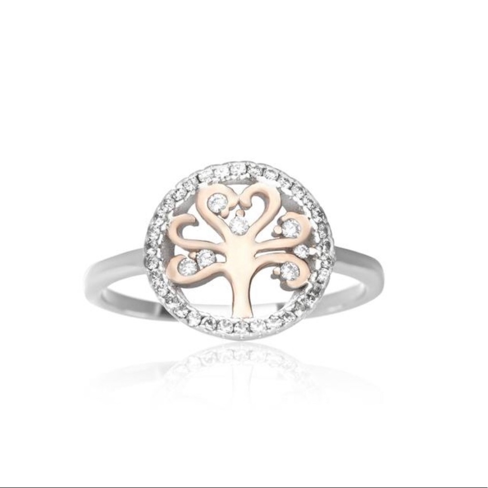 Sterling Silver Tree of Life Ring Rose Gold Plate